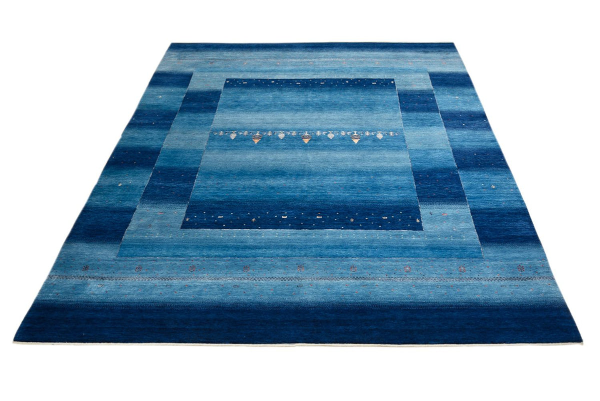 Alfombra Gabbeh - Loribaft Indus - 299 x 250 cm - azul marino