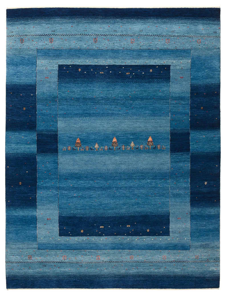 Alfombra Gabbeh - Loribaft Indus - 232 x 177 cm - azul marino