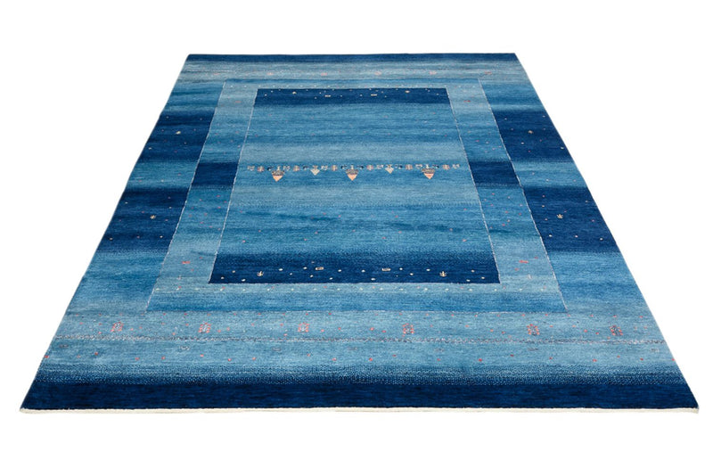 Alfombra Gabbeh - Loribaft Indus - 232 x 177 cm - azul marino