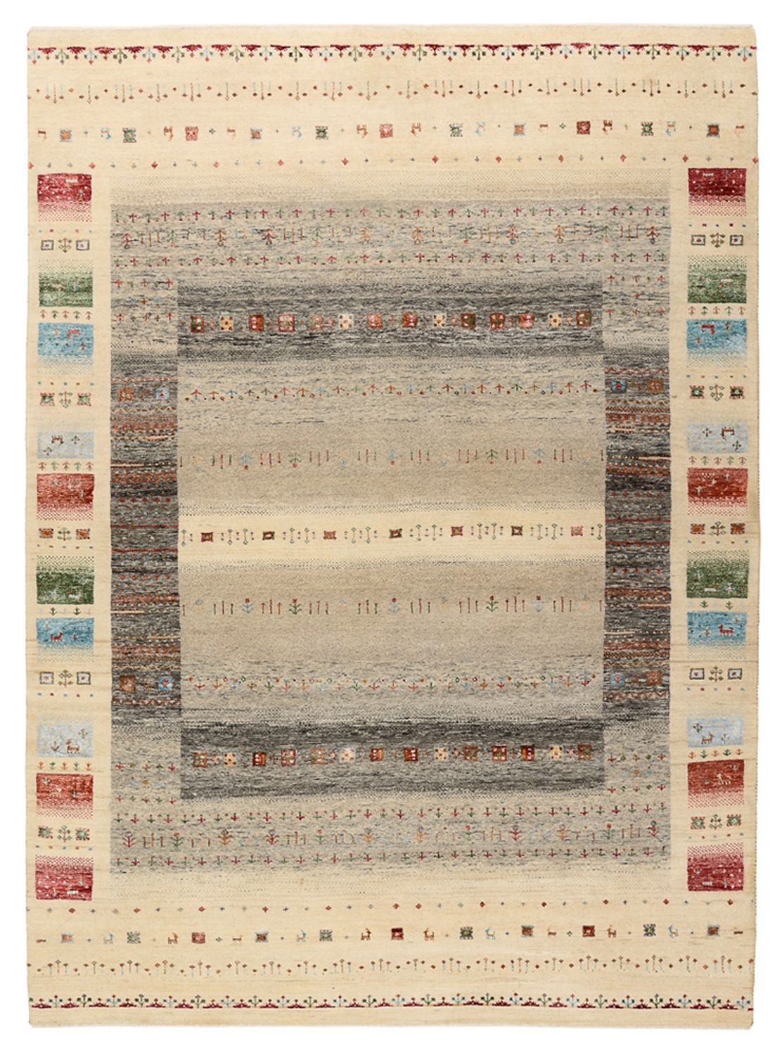 Alfombra Gabbeh - Loribaft Indus - 244 x 177 cm - beige claro