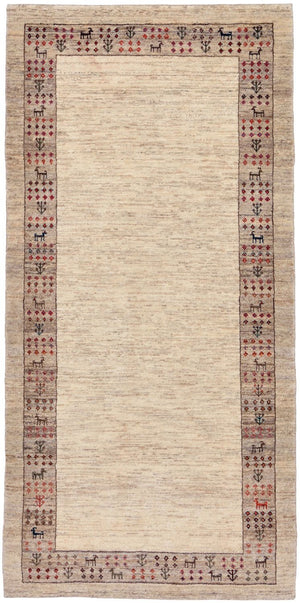 Alfombra de pasillo Alfombra Gabbeh - Loribaft Persa - 176 x 84 cm - arena