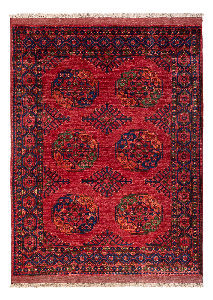 Alfombra afgana - Kunduz - 204 x 151 cm - rojo