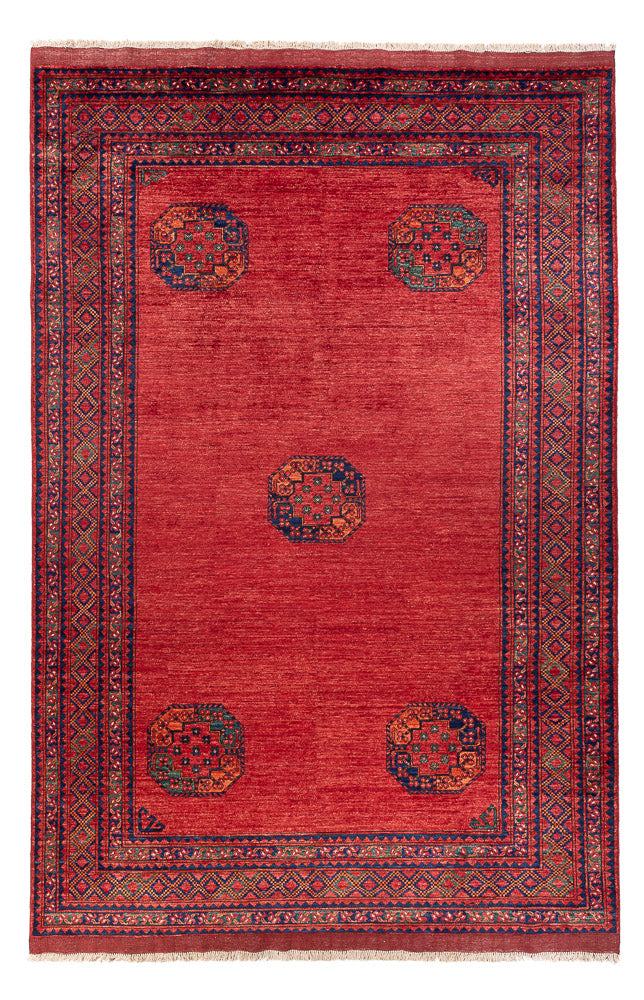 Alfombra afgana - Kunduz - 302 x 203 cm - rojo