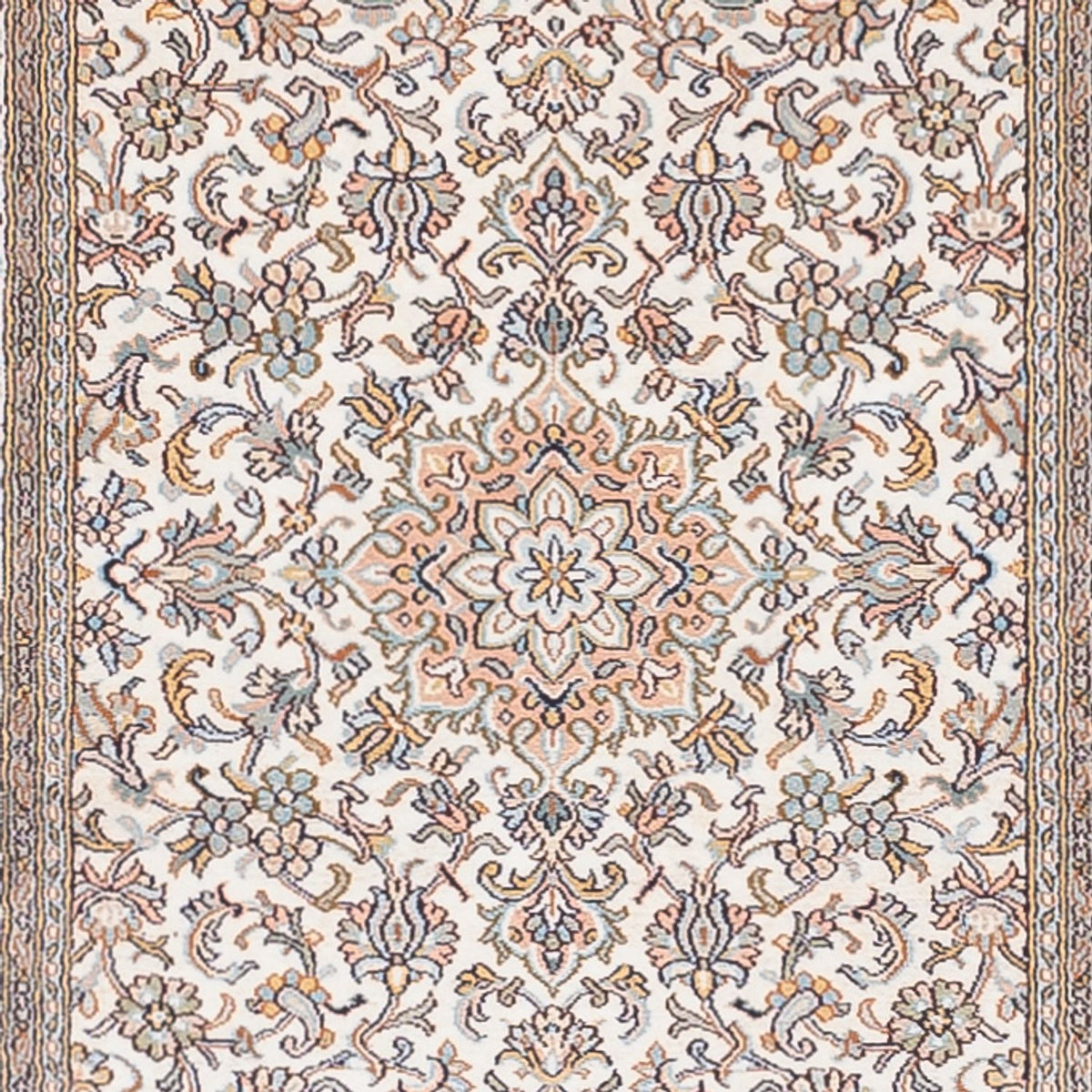Alfombra de pasillo Alfombra de seda - Seda de Cachemira - 480 x 79 cm - beige oscuro