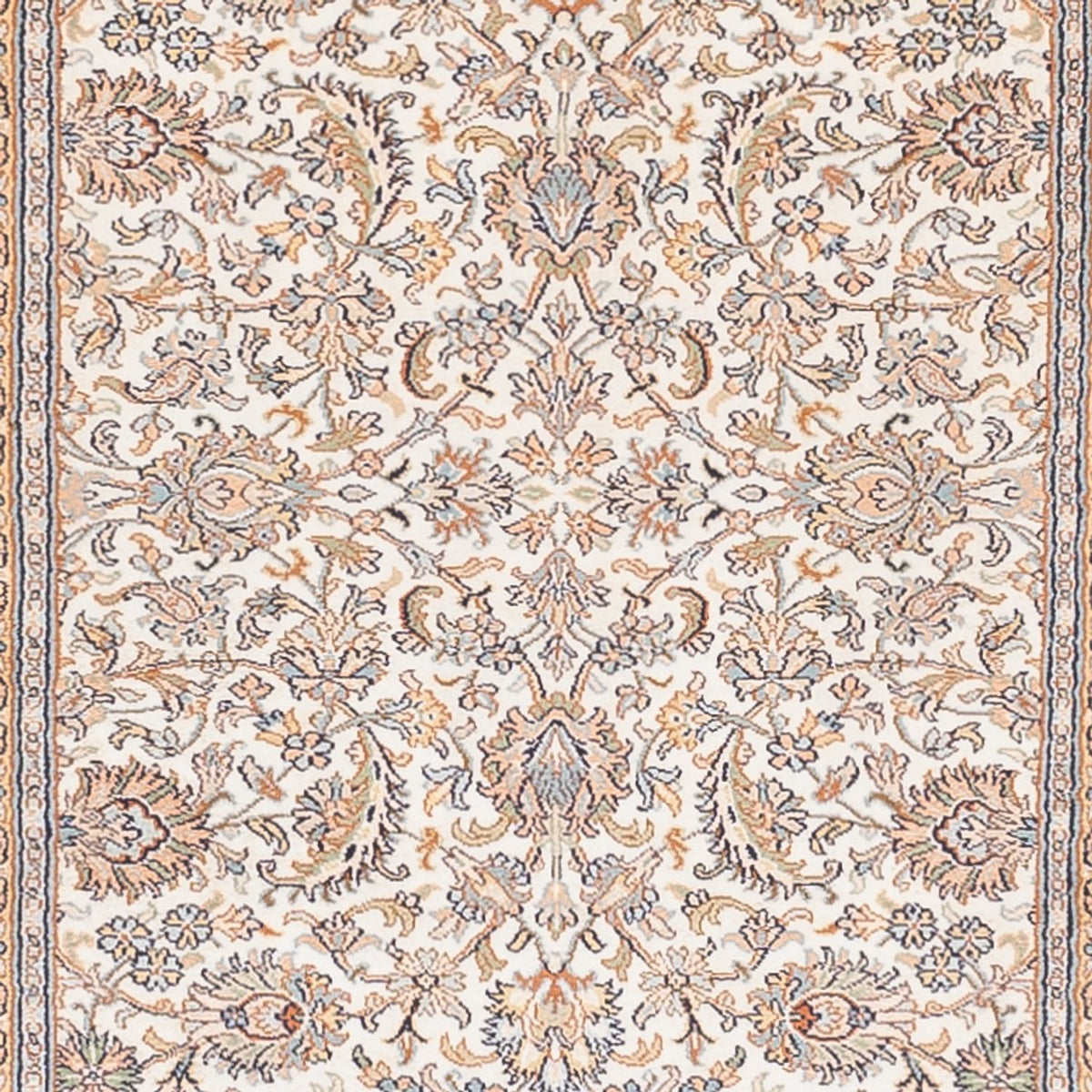 Alfombra de pasillo Alfombra de seda - Seda de Cachemira - 447 x 98 cm - crema