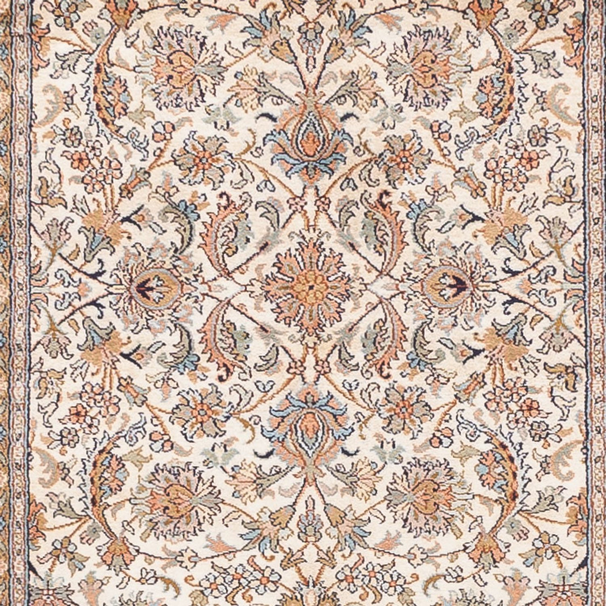 Alfombra de pasillo Alfombra de seda - Seda de Cachemira - 444 x 94 cm - beige