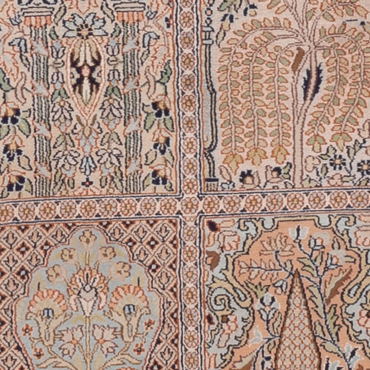 Alfombra de pasillo Alfombra de seda - Seda de Cachemira - 259 x 79 cm - beige oscuro