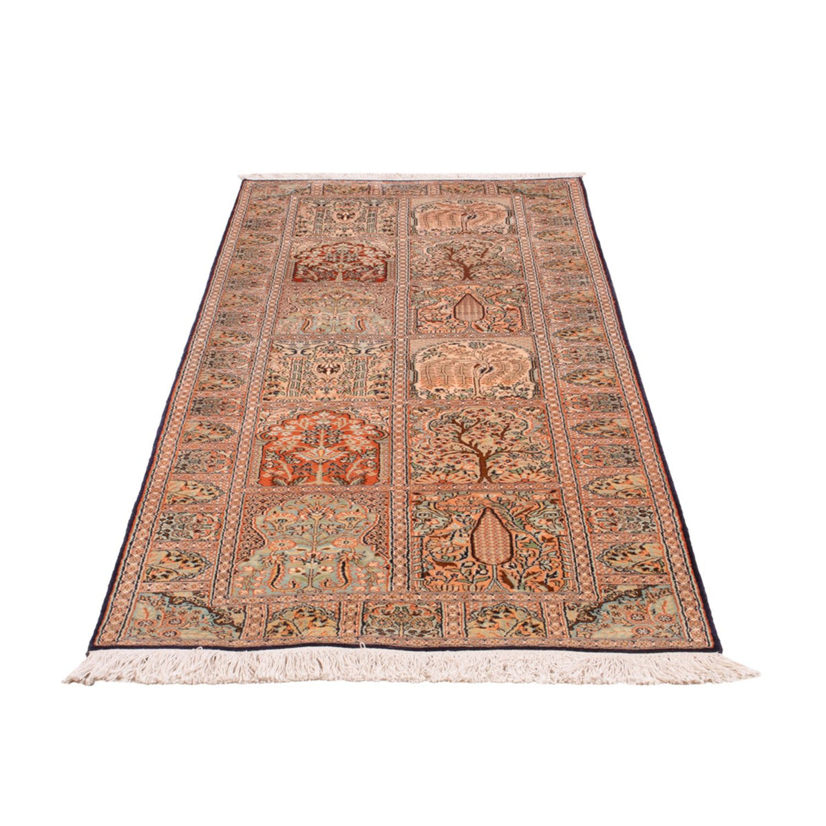 Alfombra de pasillo Alfombra de seda - Seda de Cachemira - 237 x 79 cm - beige oscuro