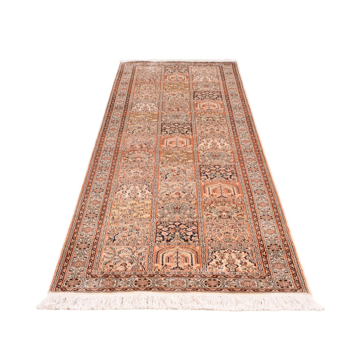Alfombra de pasillo Alfombra de seda - Seda de Cachemira - 305 x 81 cm - beige oscuro