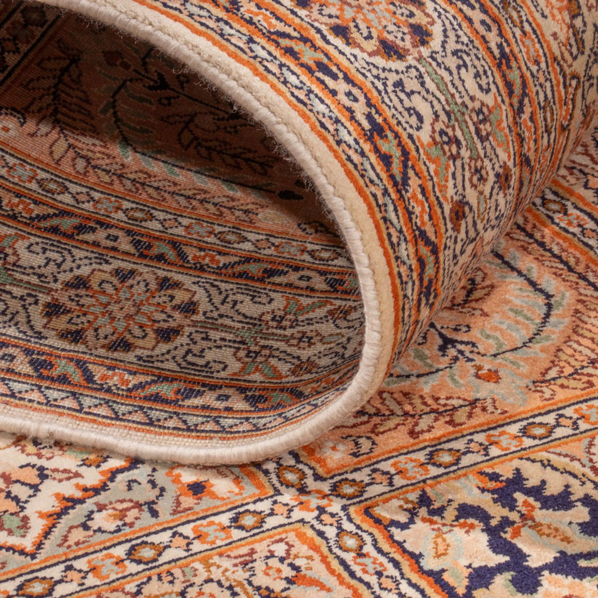 Alfombra de pasillo Alfombra de seda - Seda de Cachemira - 307 x 81 cm - beige oscuro