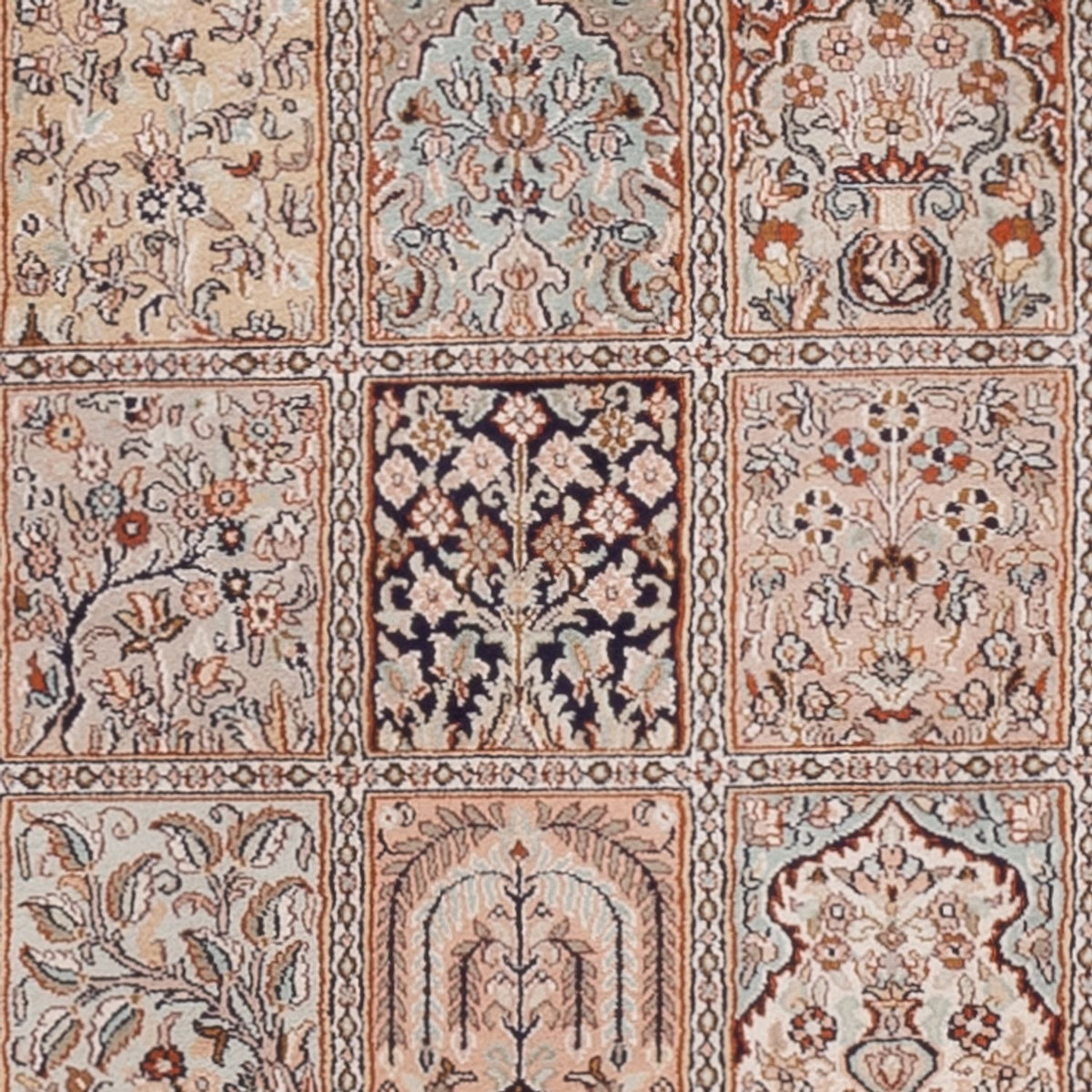 Alfombra de pasillo Alfombra de seda - Seda de Cachemira - 298 x 77 cm - beige oscuro