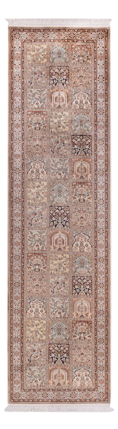 Alfombra de pasillo Alfombra de seda - Seda de Cachemira - 301 x 79 cm - beige oscuro