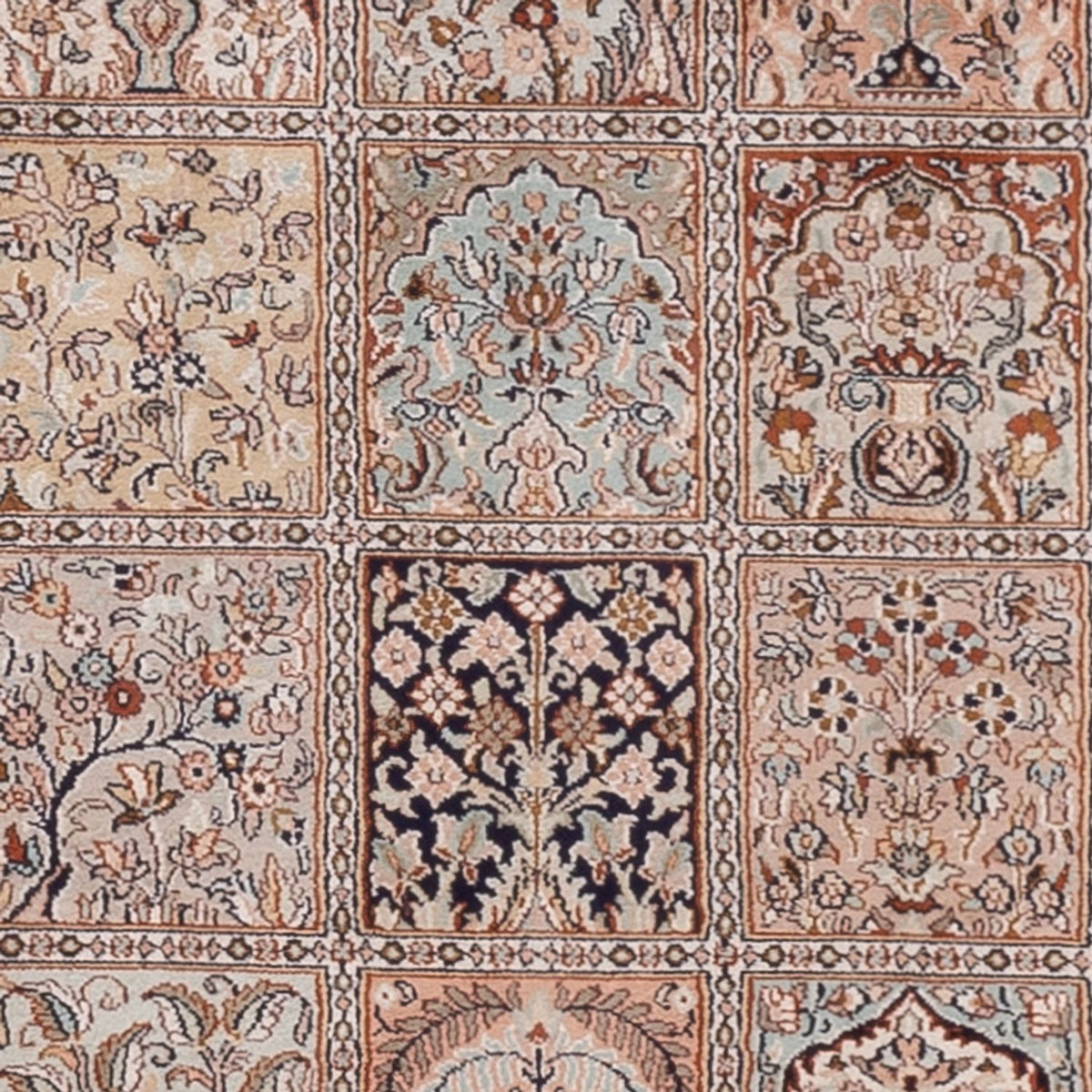 Alfombra de pasillo Alfombra de seda - Seda de Cachemira - 301 x 79 cm - beige oscuro