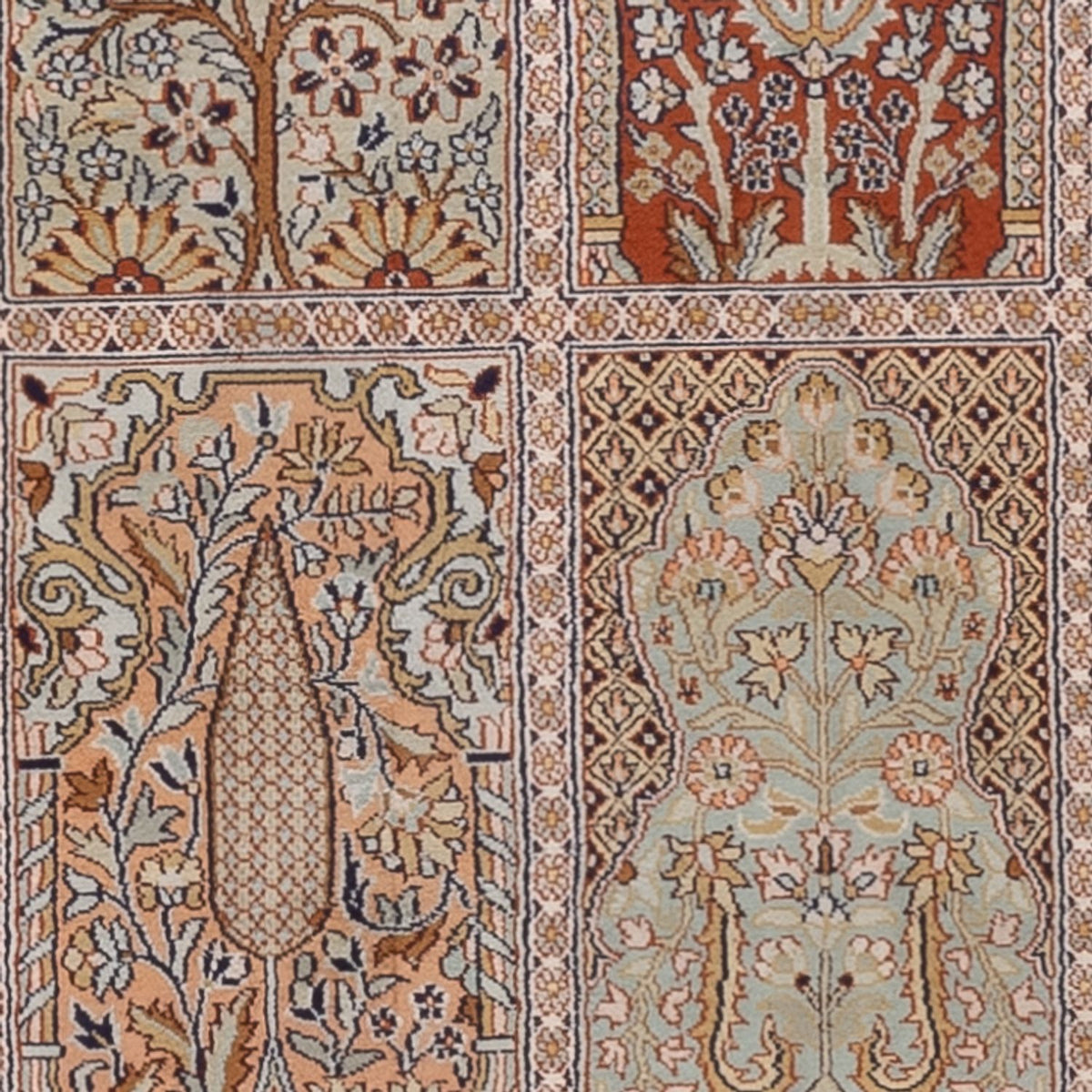 Alfombra de pasillo Alfombra de seda - Seda de Cachemira - 296 x 78 cm - beige oscuro