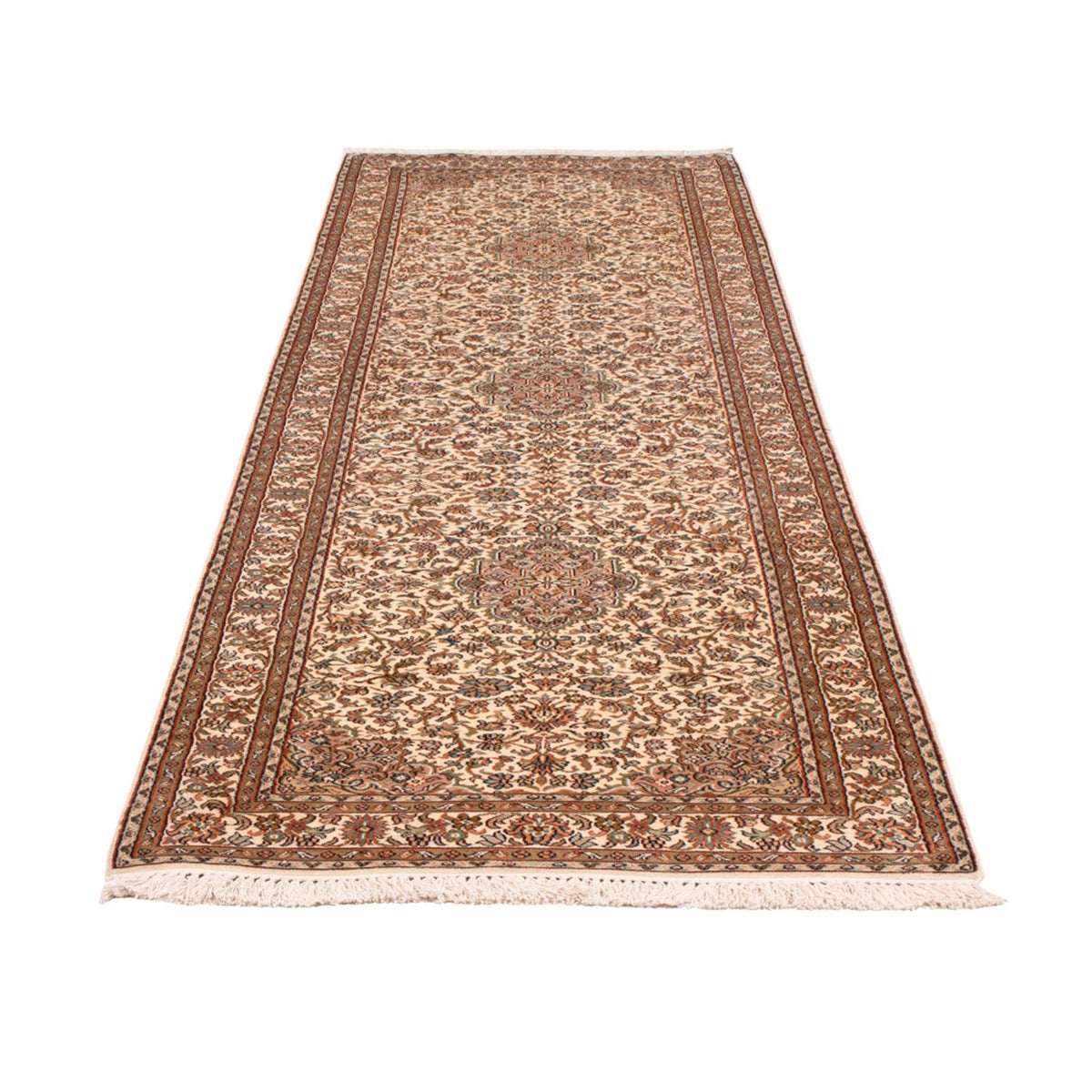Alfombra de pasillo Alfombra de seda - Seda de Cachemira - 290 x 81 cm - beige claro