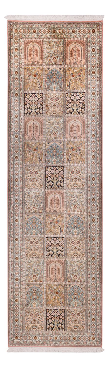 Alfombra de pasillo Alfombra de seda - Seda de Cachemira - 280 x 80 cm - beige oscuro
