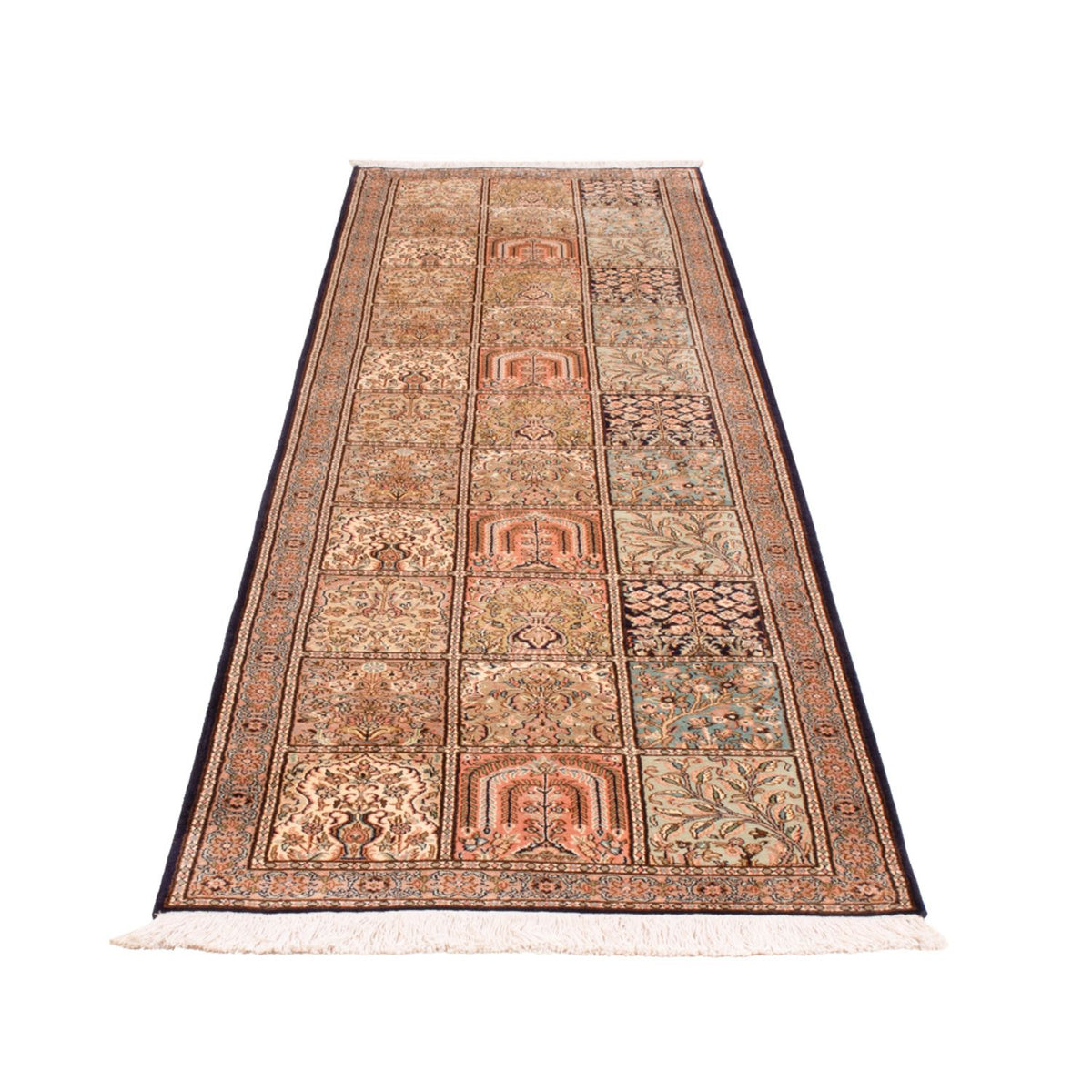 Alfombra de pasillo Alfombra de seda - Seda de Cachemira - 304 x 77 cm - beige oscuro