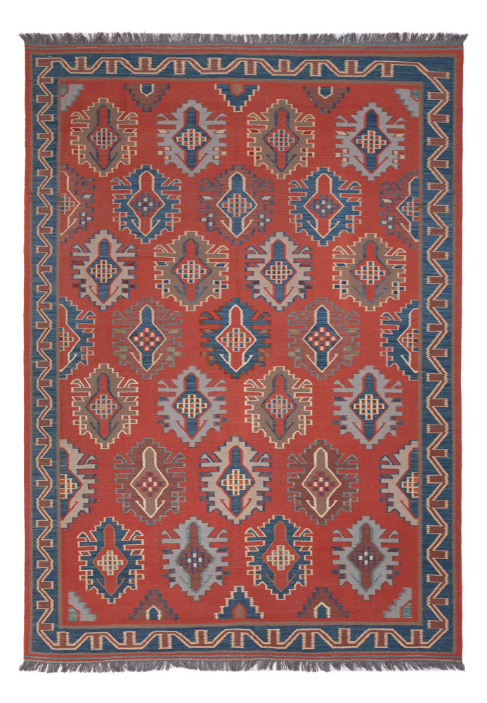 Alfombra Kelim - Oriental - Real - 253 x 177 cm - rojo