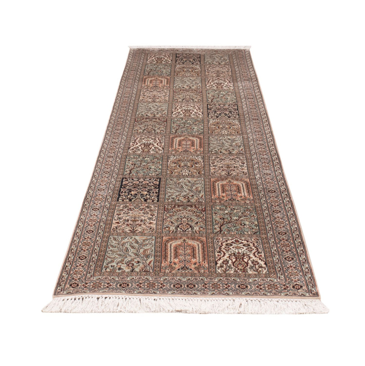 Alfombra de pasillo Alfombra de seda - Seda de Cachemira - 304 x 79 cm - beige oscuro