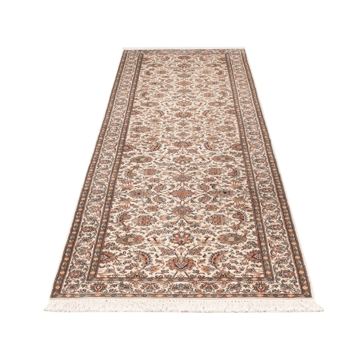 Alfombra de pasillo Alfombra de seda - Seda de Cachemira - 308 x 80 cm - beige