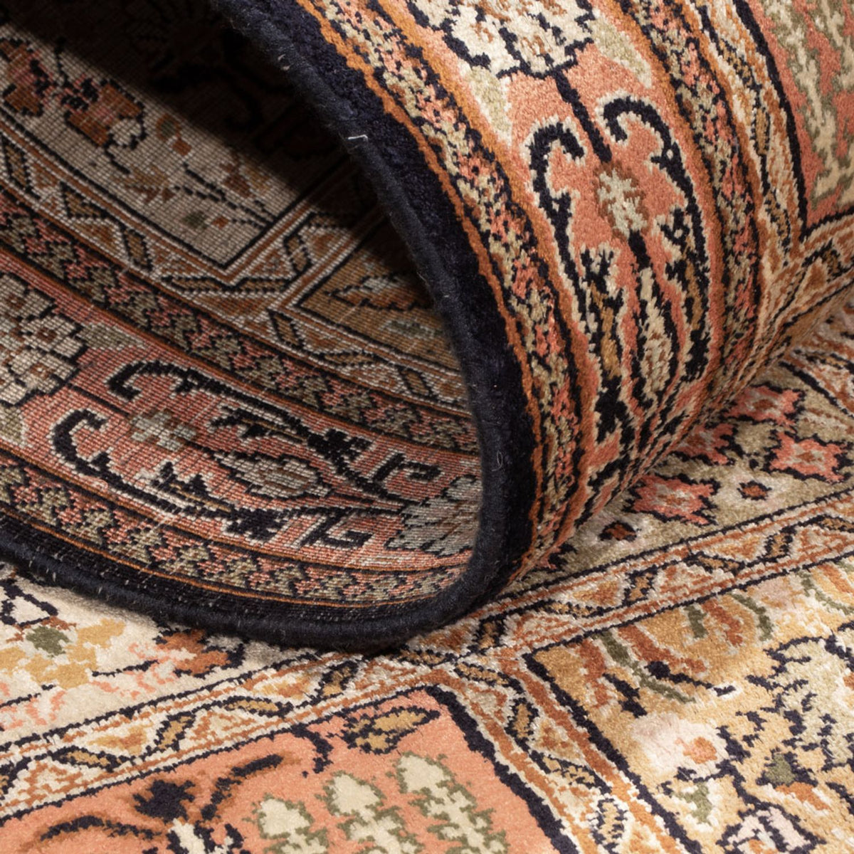 Alfombra de pasillo Alfombra de seda - Seda de Cachemira - 280 x 77 cm - beige oscuro