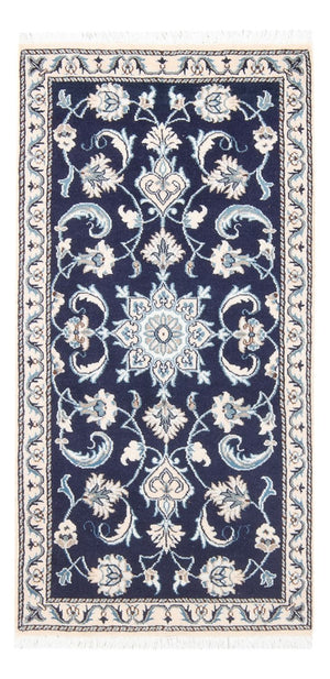 Alfombra persa - Nain - 135 x 67 cm - azul oscuro