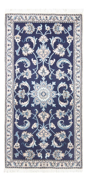 Alfombra persa - Nain - 137 x 71 cm - azul oscuro