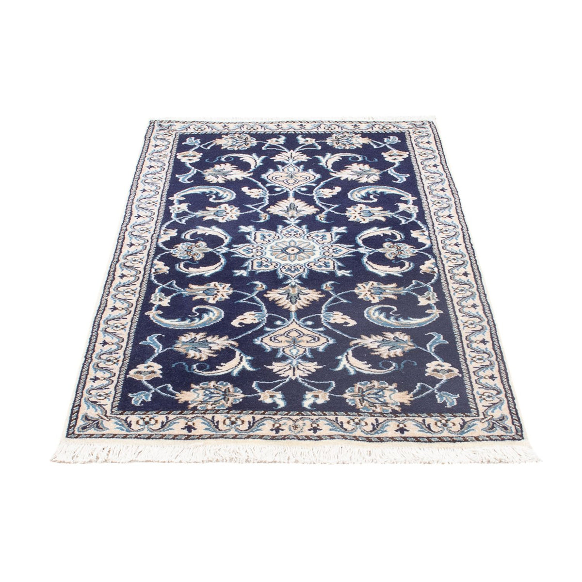 Alfombra persa - Nain - 137 x 71 cm - azul oscuro