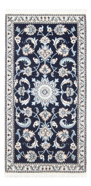 Alfombra persa - Nain - 137 x 67 cm - azul oscuro