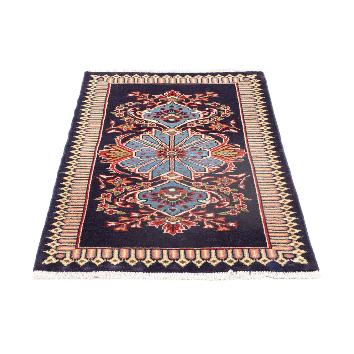 Alfombra persa - Keshan - 128 x 64 cm - azul oscuro