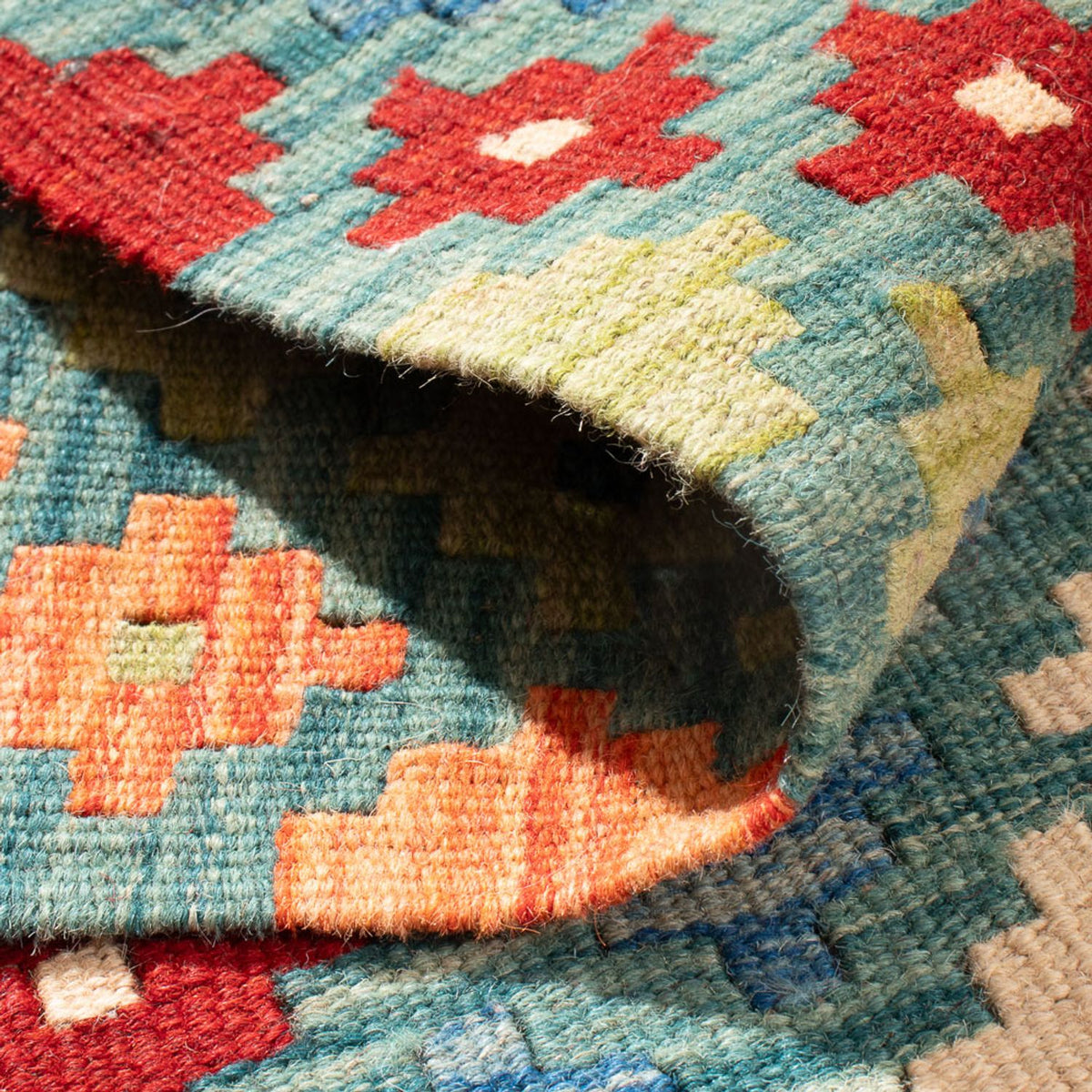 Alfombra Kelim - Splash cuadrado - 88 x 90 cm - multicolor