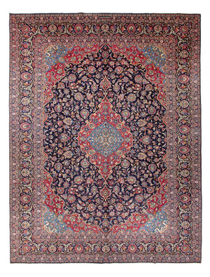 Alfombra persa - Keshan - Antiguo - 410 x 298 cm - azul oscuro