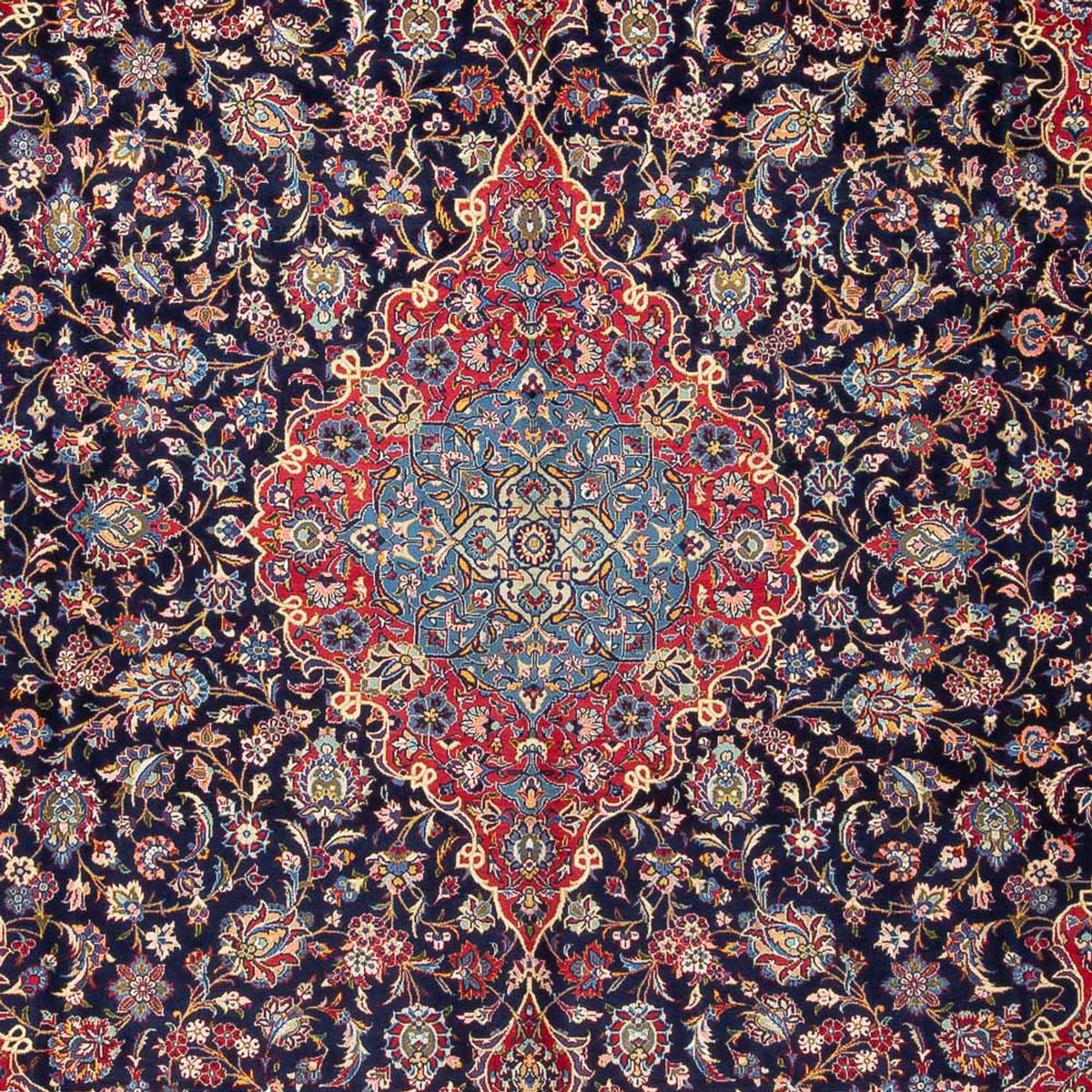 Alfombra persa - Keshan - Antiguo - 410 x 298 cm - azul oscuro