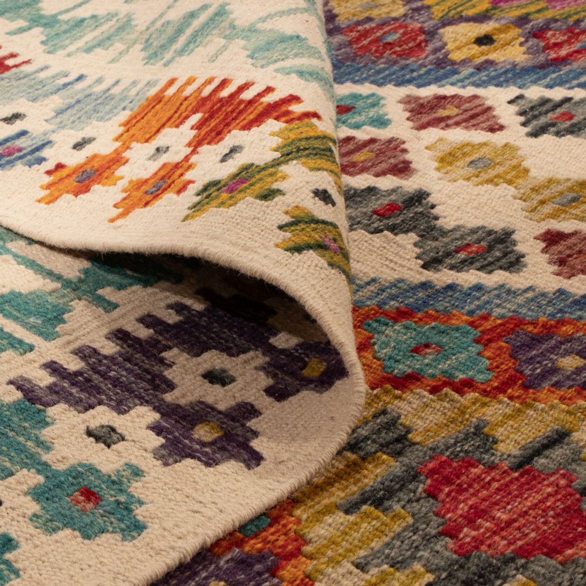 Alfombra Kelim - Splash cuadrado - 207 x 203 cm - multicolor