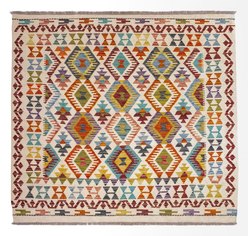 Alfombra Kelim - Splash cuadrado  - 154 x 143 cm - multicolor