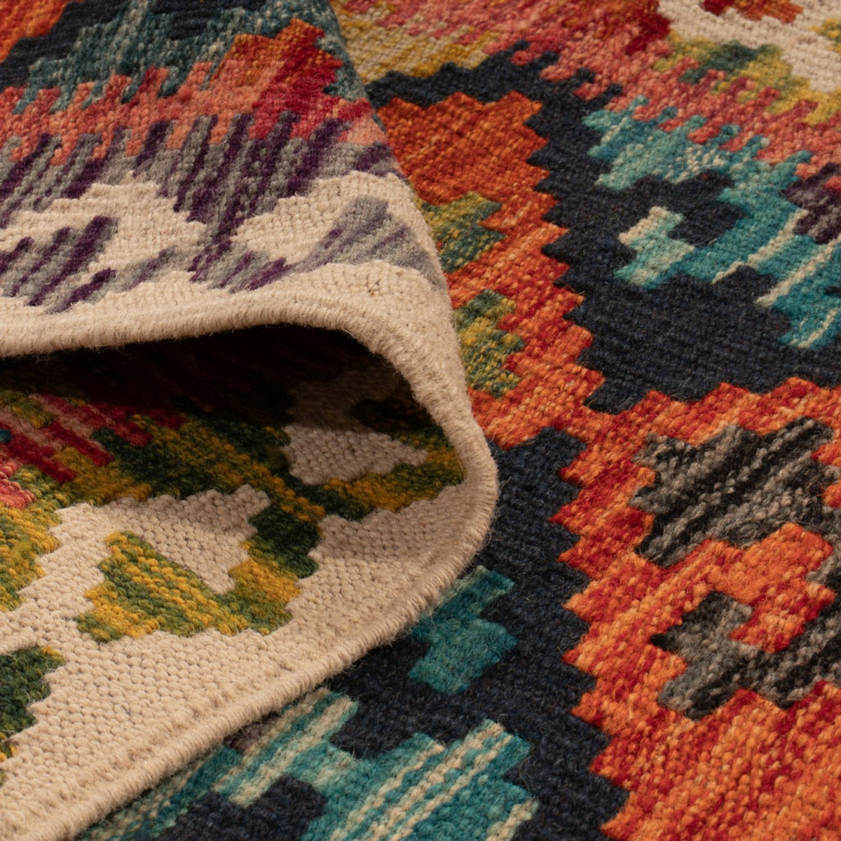 Alfombra de pasillo Alfombra Kelim - Splash - 199 x 76 cm - multicolor