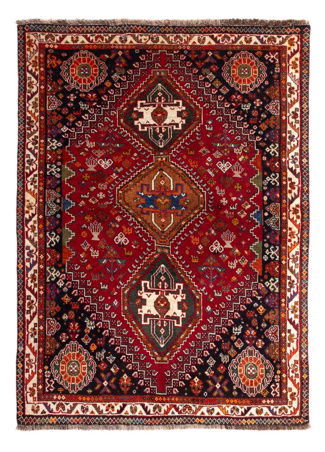 Alfombra persa - Nómada - 156 x 110 cm - rojo oscuro