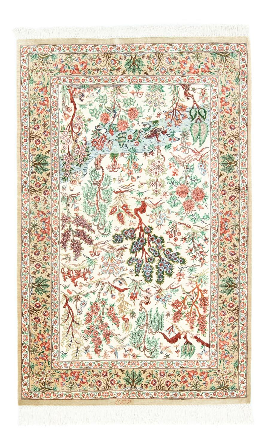 Alfombra de seda - Ghom Seda - Prima - 122 x 80 cm - beige