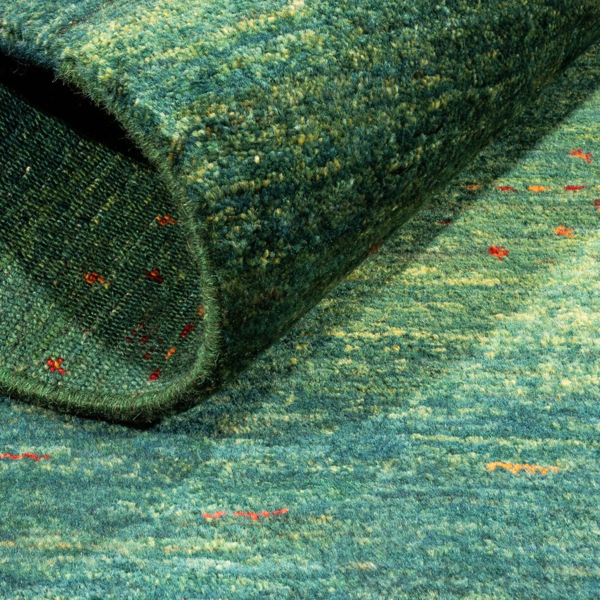Alfombra Gabbeh - Loribaft Persa - 126 x 84 cm - verde