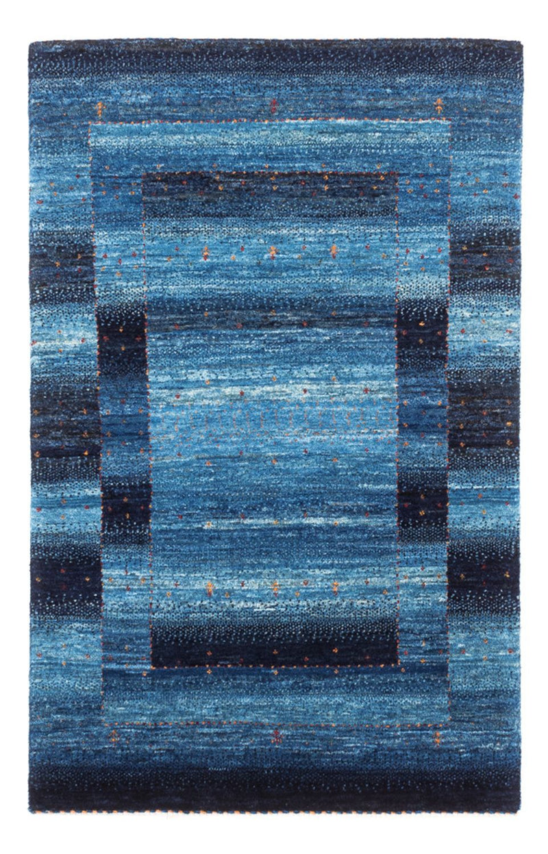 Alfombra Gabbeh - Loribaft Persa - 129 x 84 cm - azul