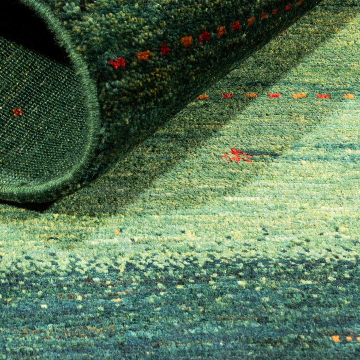 Alfombra Gabbeh - Loribaft Persa - 132 x 90 cm - verde
