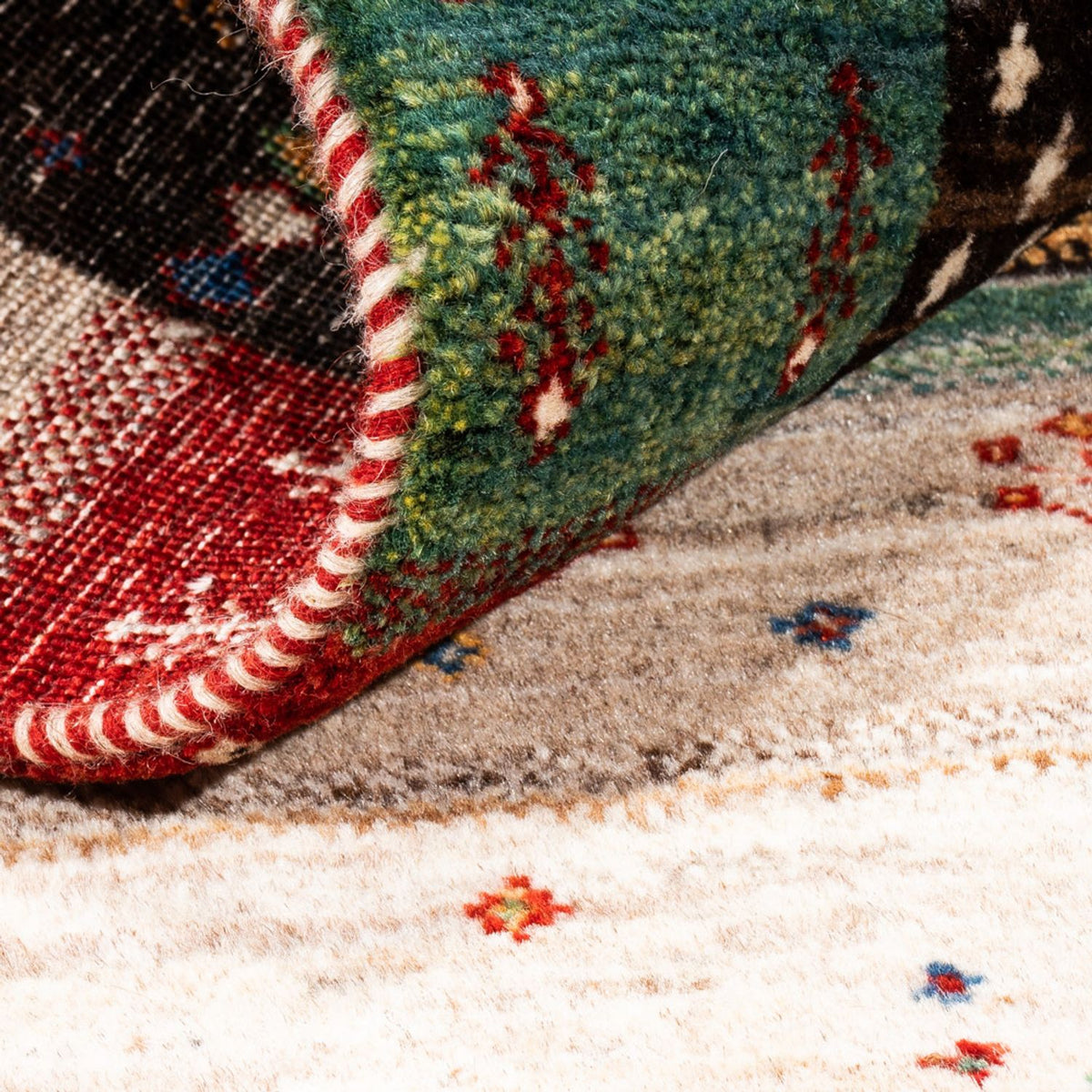 Alfombra Gabbeh - Loribaft Persa - Real - 124 x 83 cm - multicolor