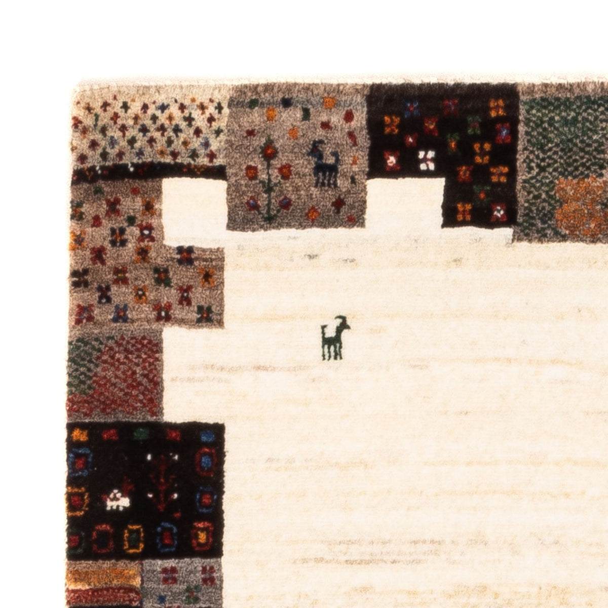 Alfombra Gabbeh - Loribaft Persa - Real - 125 x 90 cm - crema