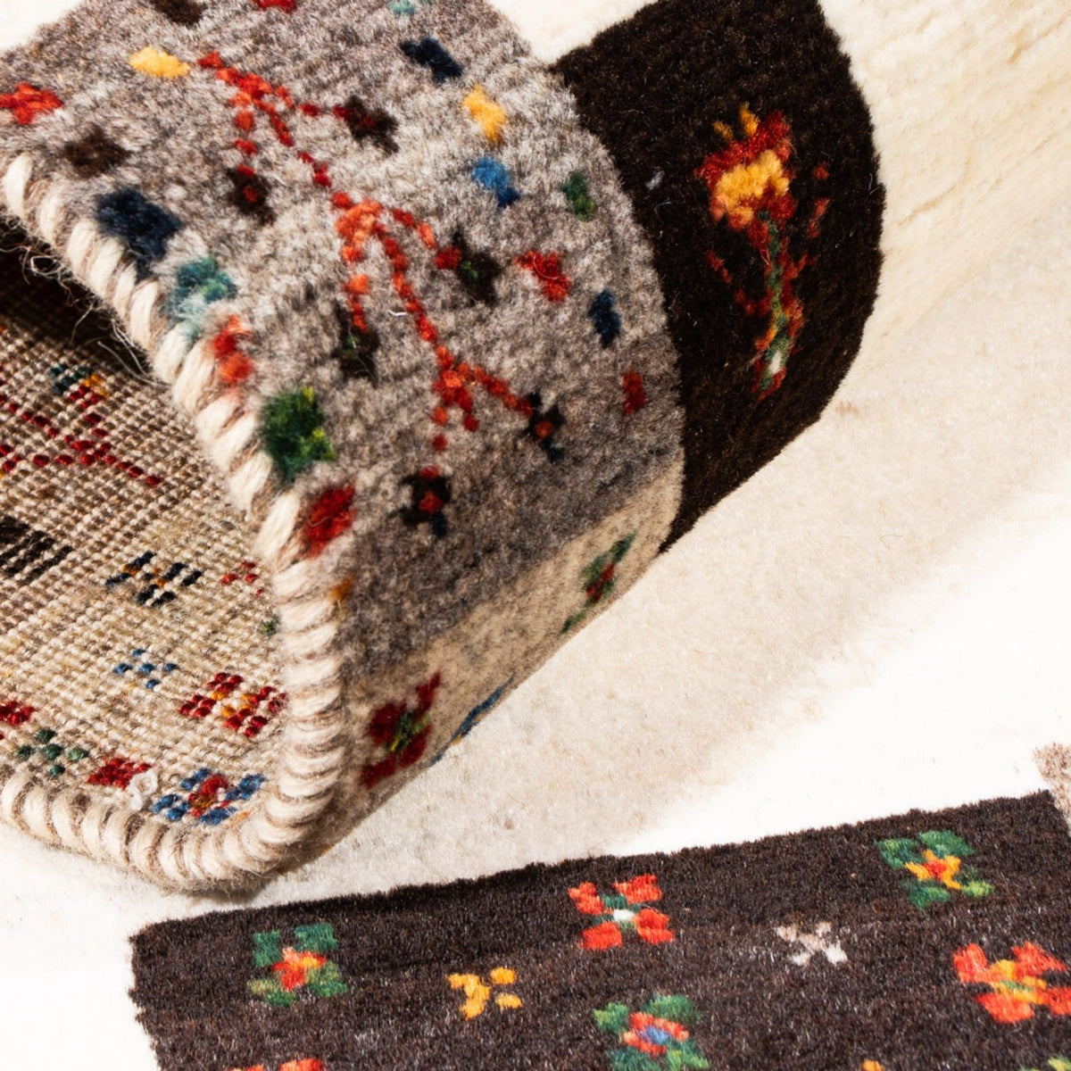 Alfombra Gabbeh - Loribaft Persa - Real - 125 x 90 cm - crema