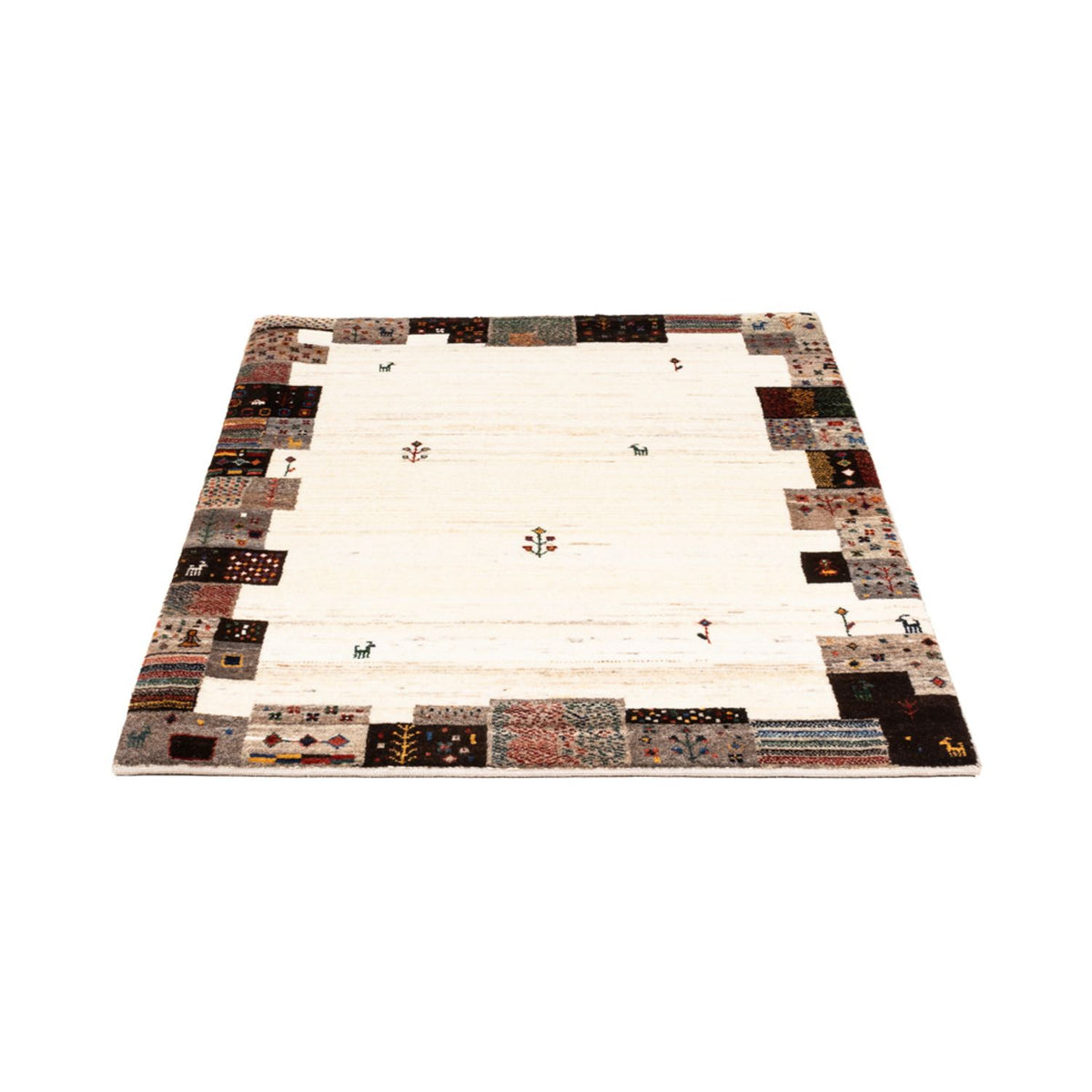 Alfombra Gabbeh - Loribaft Persa - Real - 125 x 90 cm - crema