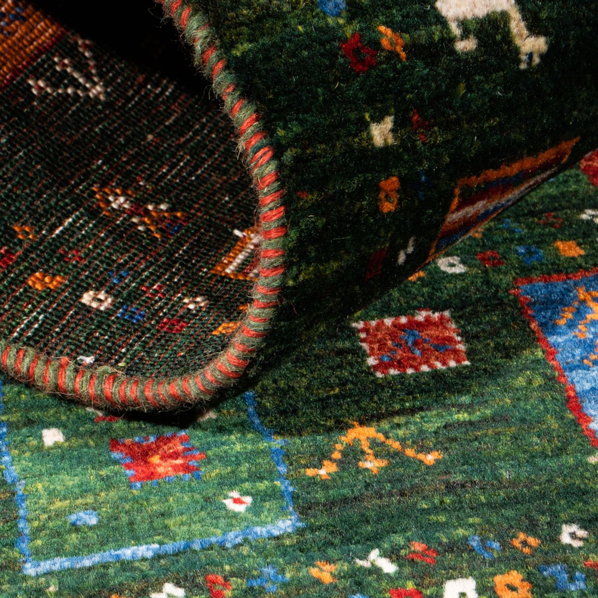 Alfombra Gabbeh - Loribaft Persa - Real - 126 x 81 cm - multicolor