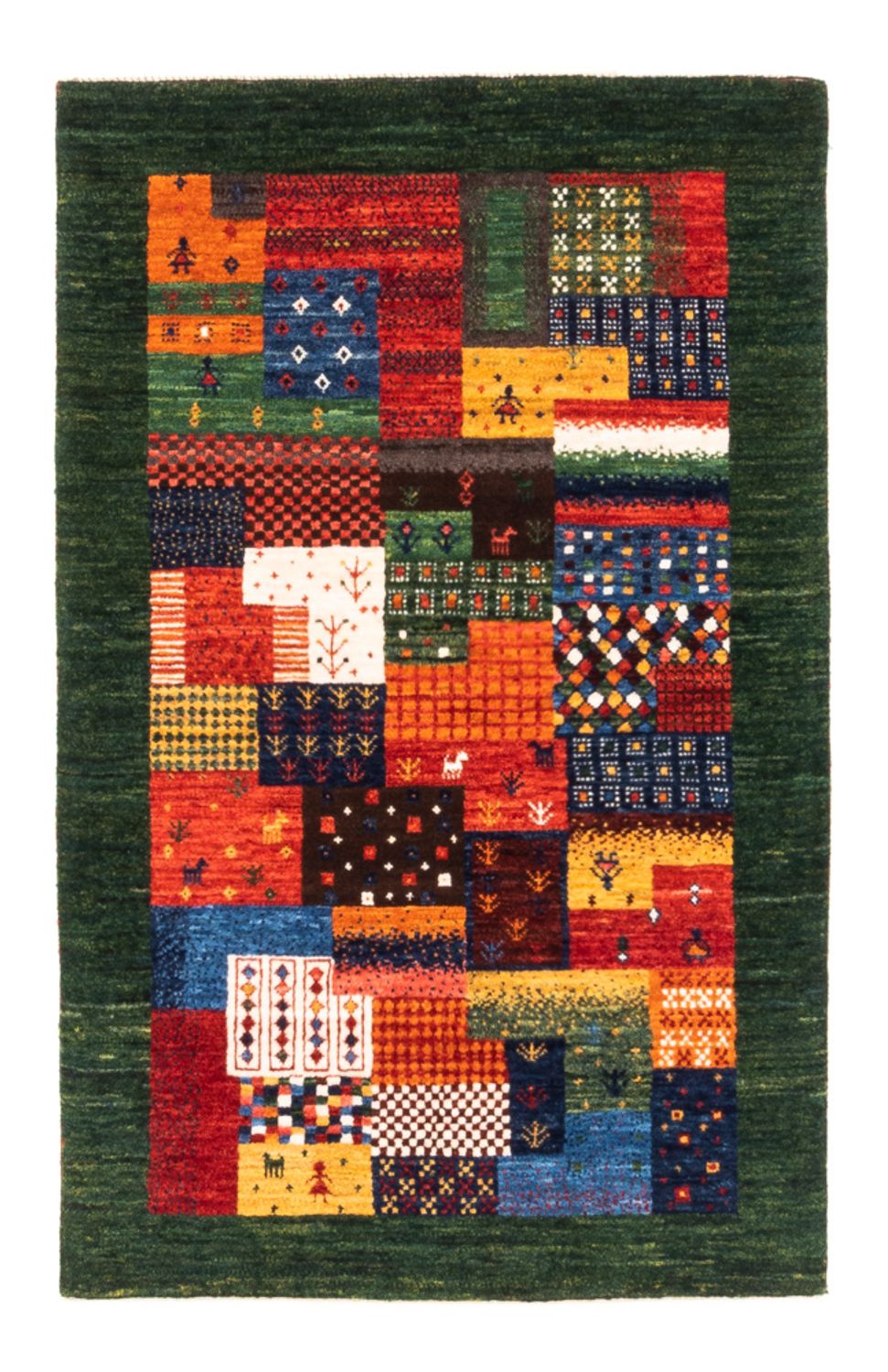 Alfombra Gabbeh - Loribaft Persa - Real - 127 x 83 cm - verde