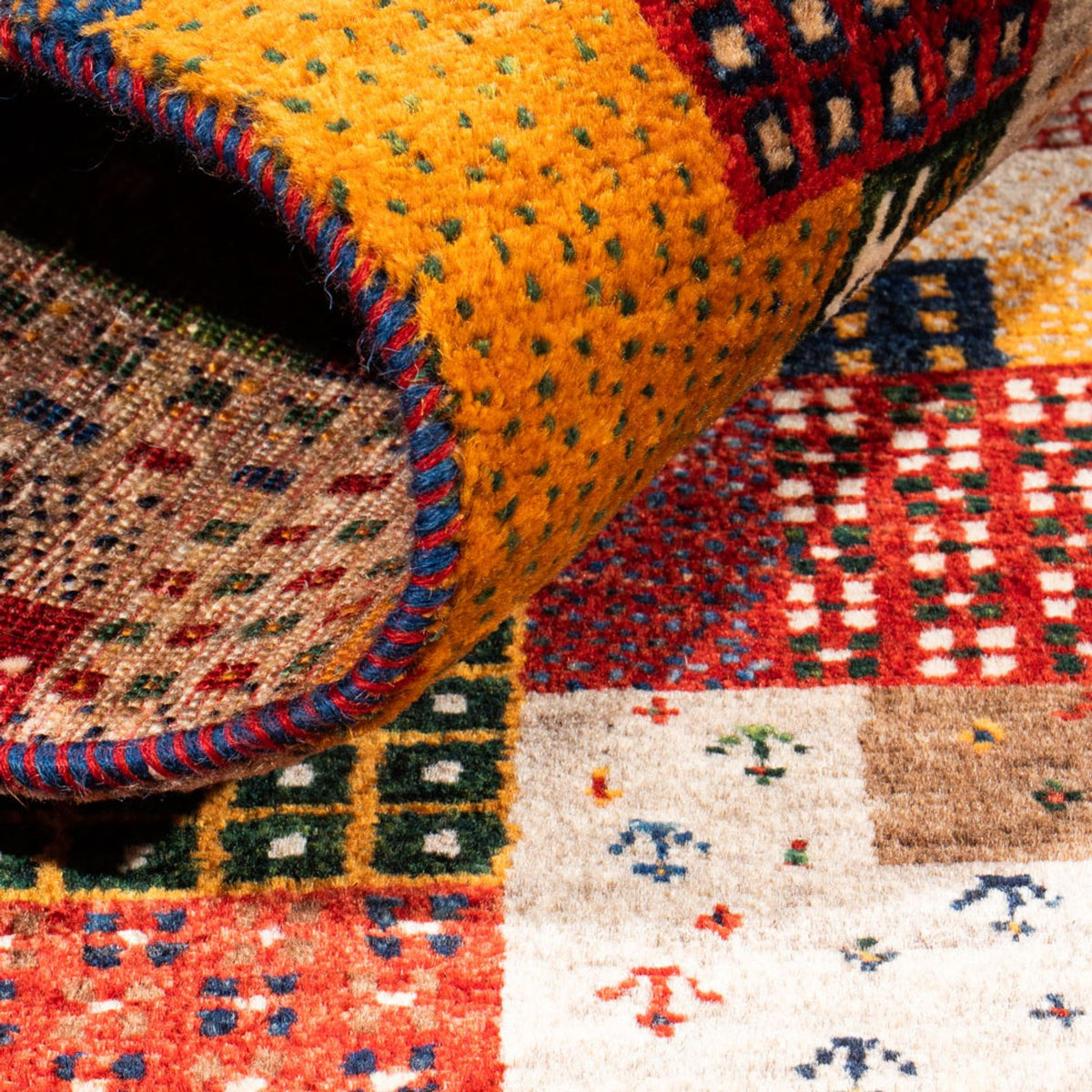 Alfombra Gabbeh - Loribaft Persa - Real - 130 x 86 cm - multicolor