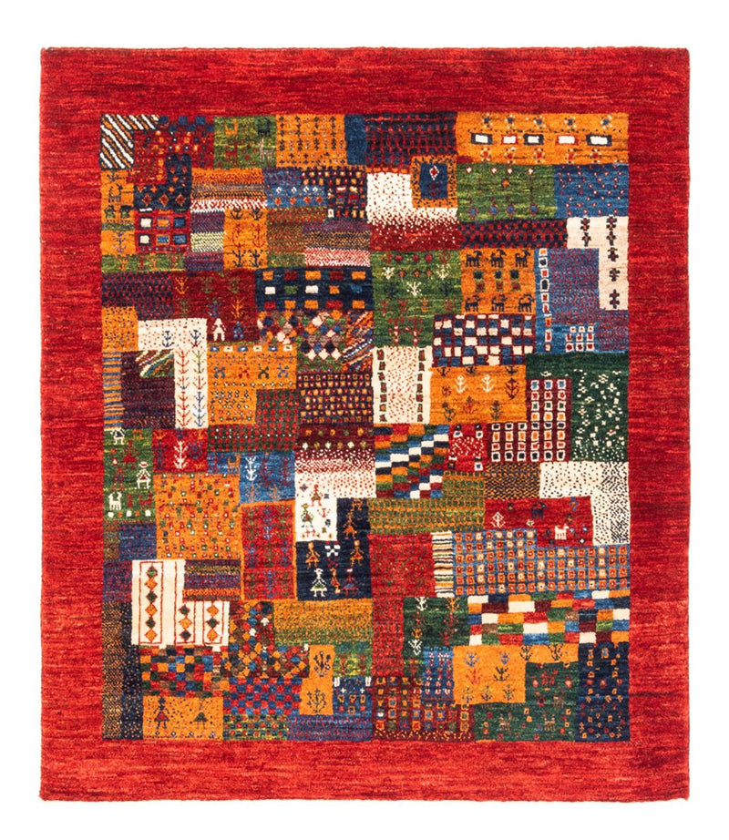 Alfombra Gabbeh - Loribaft Persa - Real cuadrado  - 123 x 110 cm - multicolor
