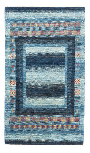 Alfombra Gabbeh - Loribaft Persa - Real - 128 x 78 cm - azul